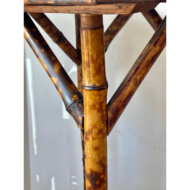 French Antique Tortoiseshell Bamboo & Woven Wicker Sde Table , C1900 For Sale - Image 12 of 12