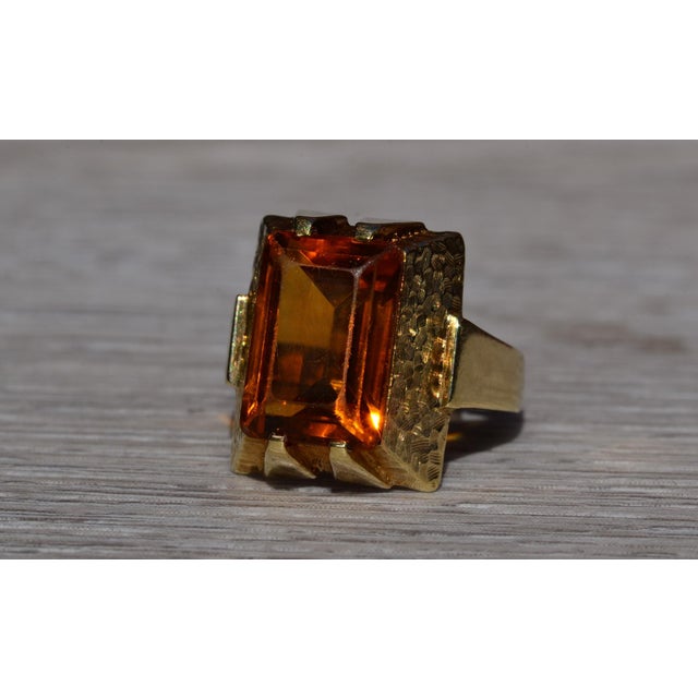 Mid 20th Century The Whitsett: Ladies Mid Century Citrine Cocktail Ring in 14K Yellow Gold For Sale - Image 5 of 11