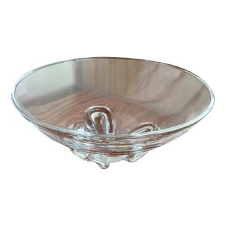 1990s Steuben Crystal Glass Footed Bowl -Signed - 7 7/8” Wide Ex Condition in All Ways For Sale