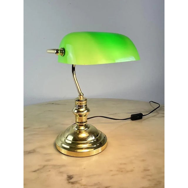 Metal Ministerial Lamp in Golden Metal and Colored Glass, Italy, 1980s For Sale - Image 7 of 10