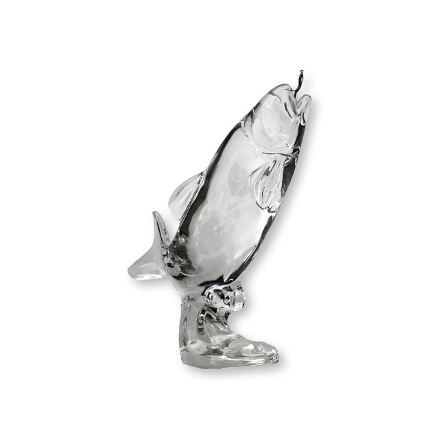 Crystal Leaping Trout Sculpture With Bronze Fishing Lure For Sale - Image 9 of 9
