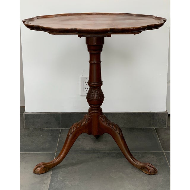 1940s Vintage Tilted Piecrust Table Ball Claw Feet For Sale - Image 5 of 9