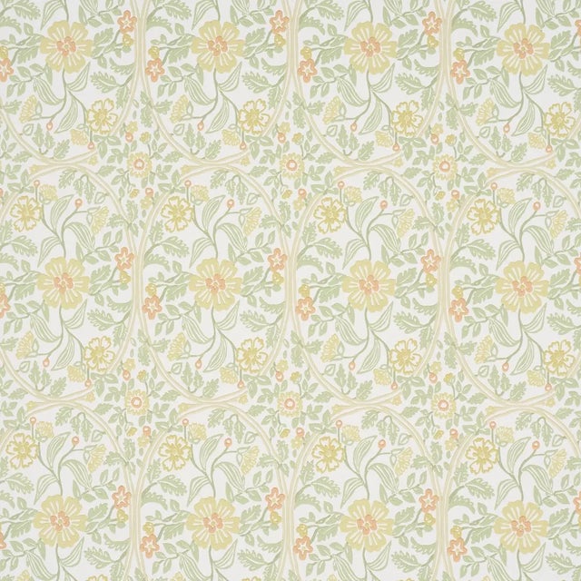 Schumacher Garden Guild Wallpaper In Marigold For Sale