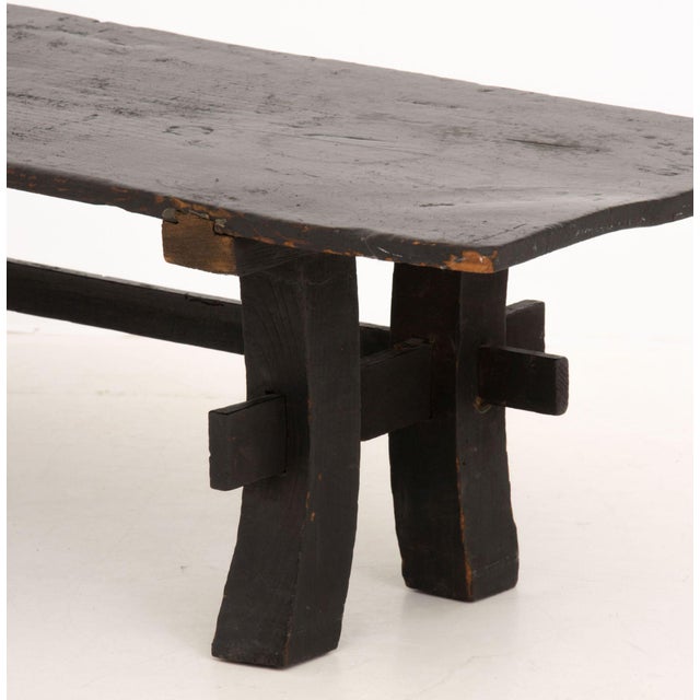 19th Century Japanese Ebonized Wood Bench, Meiji Period, 19th Century For Sale - Image 5 of 6