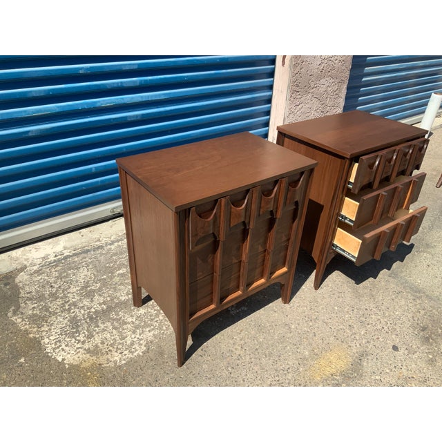 Mid Century Walnut Nightstands - Pair For Sale - Image 9 of 9
