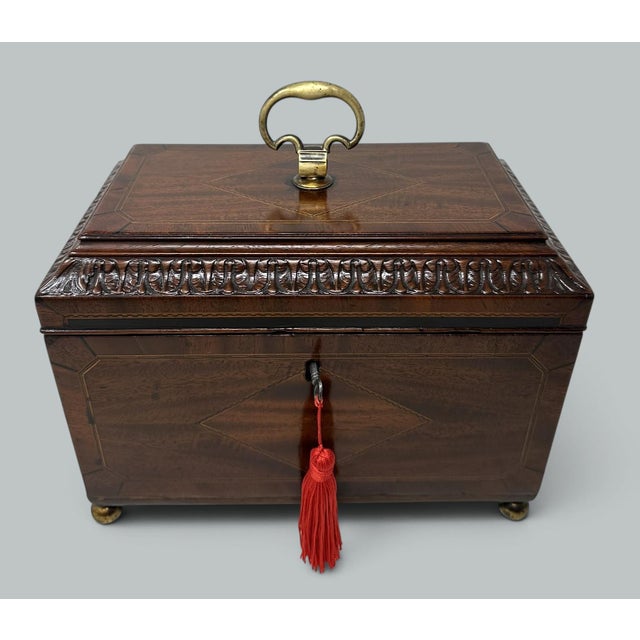 Antique English Wooden Georgian Chippendale Triple Tea Caddy 18c Irish Provenance For Sale - Image 4 of 11