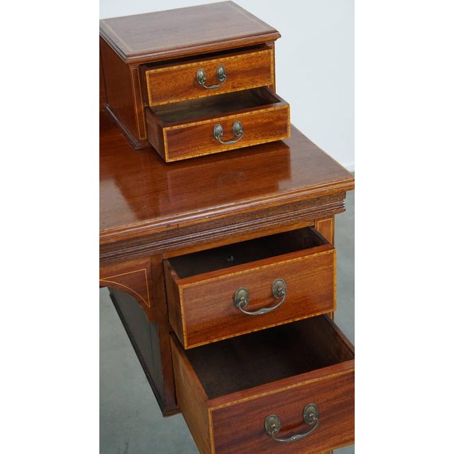 Brown English Empire Intarsia Inlaid Wood Desk, Late 19th Century For Sale - Image 8 of 12