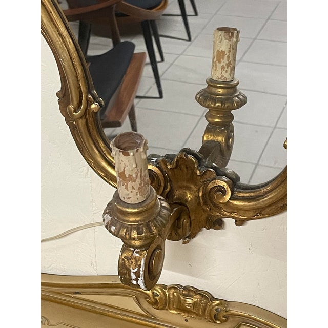 Wall-Mounted Console Tables with Mirrors and Wall Lamps, 1940s, Set of 4 For Sale - Image 6 of 18