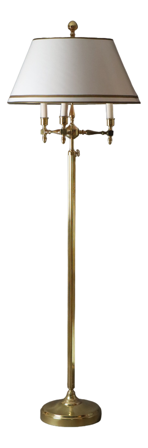 French Hollywood Regency Bouillotte Floor Lamp in Brass, 1970s