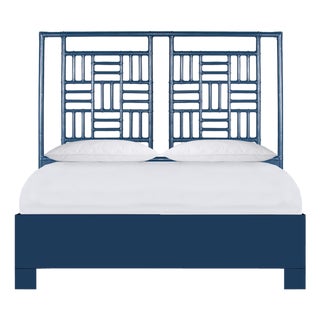 Finn Platform Bed Queen - Navy For Sale