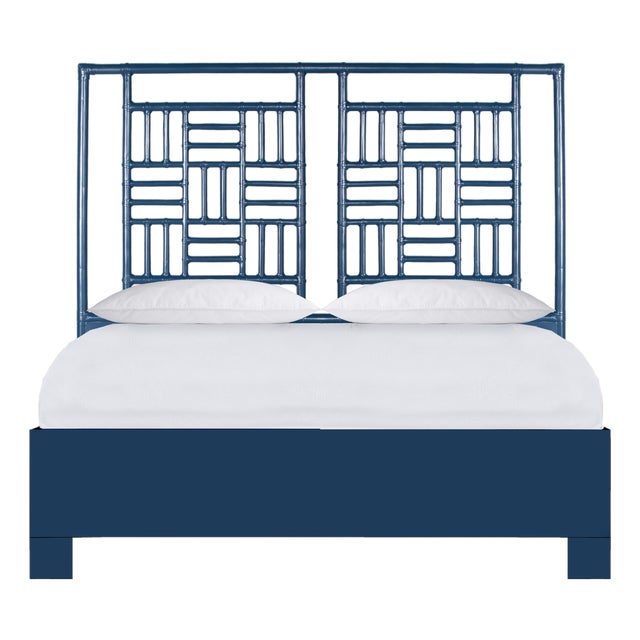 Finn Platform Bed Queen - Navy For Sale