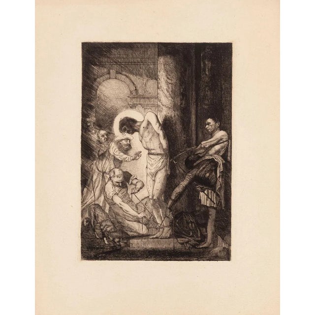 Christ à la Colonne - Original Etching by E. Guillez - 1910 1910 For Sale - Image 3 of 3