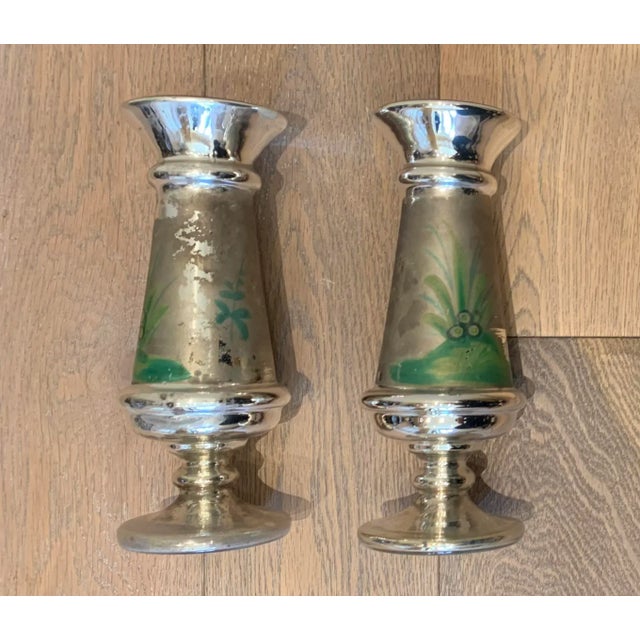 Early 20th Century Mercury Glass Urns - Set of 2 For Sale - Image 4 of 10