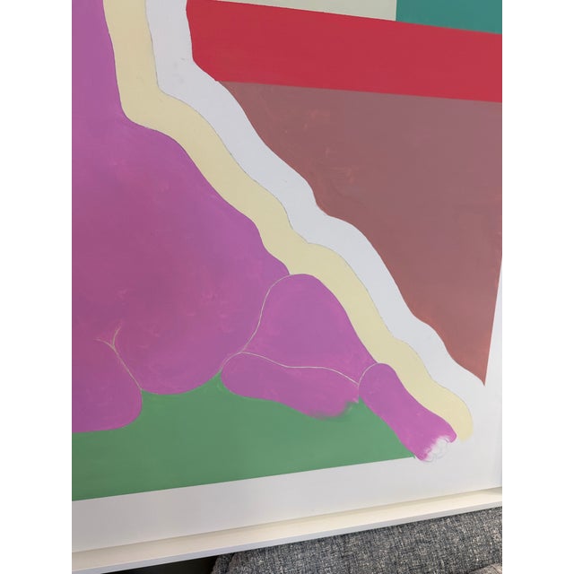 French Artist Patrice Bertin Female Composition Oil on Canvas Custom Wood Floating Frame Signed For Sale In Miami - Image 6 of 11