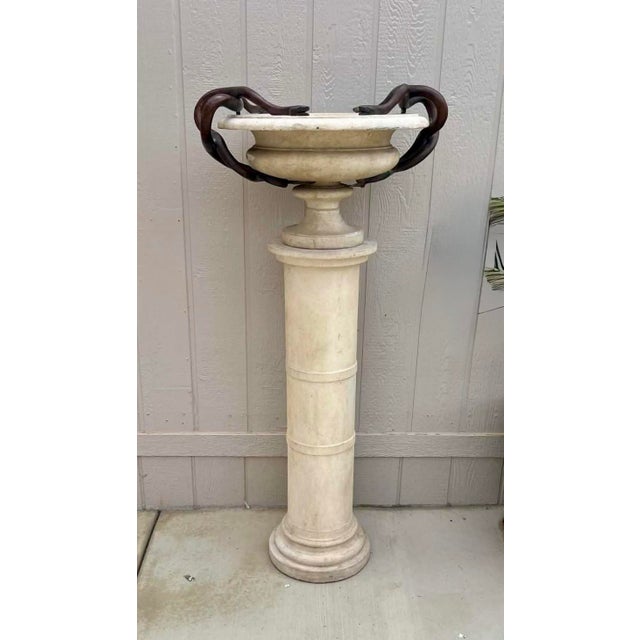 2000 - 2009 Michael Taylor Tazza Urn With Bronze Serpents and Pedestal For Sale - Image 5 of 5