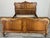 Brown Vintage French Louis XVI Style Oak Double Bed Frame with Carved Headboard For Sale - Image 8 of 8