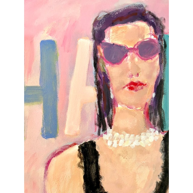 "Hello Chanel" Contemporary Original Figurative Fashion Painting by Sandy Welch For Sale - Image 4 of 4