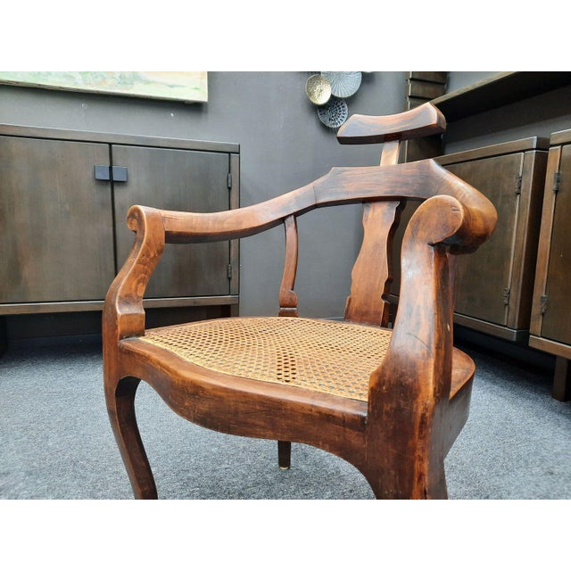 Brown Antique Barbers Chair with Adjustable Headrest, 1900s For Sale - Image 8 of 18