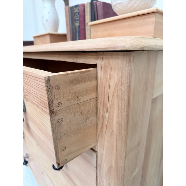 Wood Antique Scrubbed Cottage Pine Chest of Drawers For Sale - Image 7 of 10