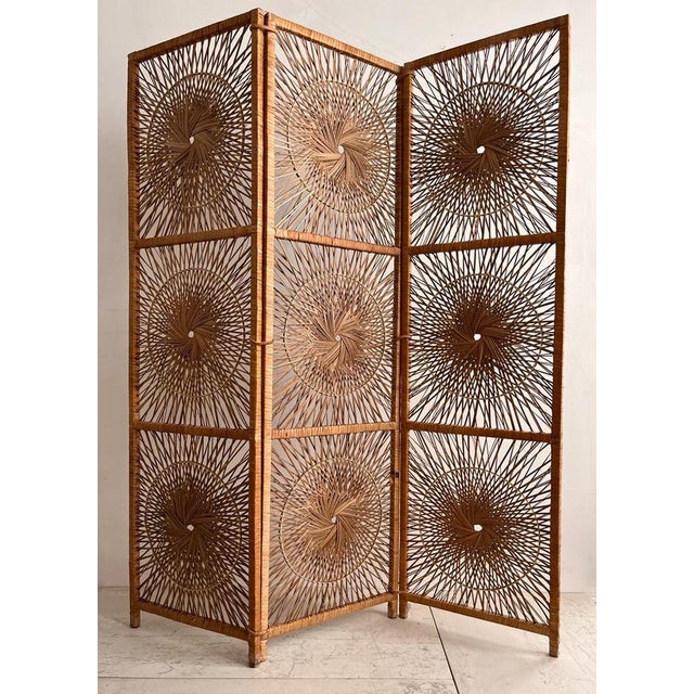 Wood Rattan Sunburst Room Divider from Rohe Noordwolde, 1960s For Sale - Image 7 of 16