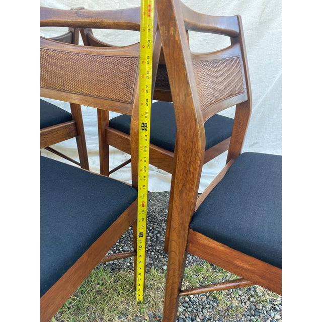 Set of 4 Attributed to Merton Gershun for American of Martinsville "Accord" Walnut & Cane Dining Chairs For Sale - Image 11 of 11