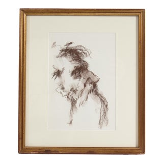 1960s Charcoal Portrait Drawing by James L. Bruch For Sale
