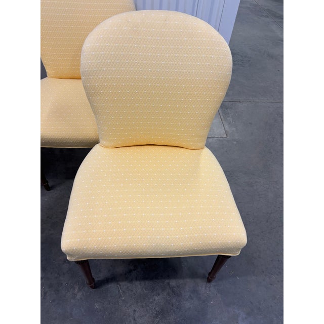 Late 20th Century Elegant Set of 4 Vintage Yellow Upholstered Game/ Dining Chairs For Sale - Image 5 of 15