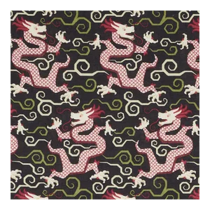 Schumacher Bixi Dragon Fabric in Black