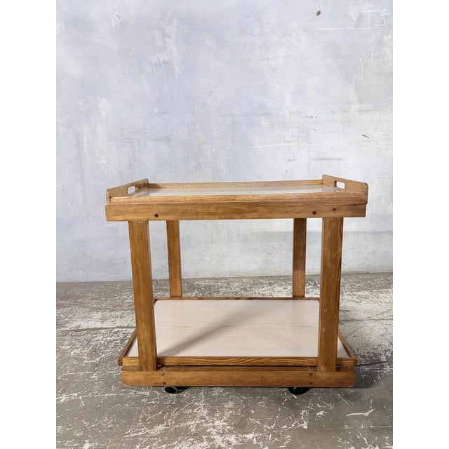 Wood Mid-Century Oak & Formica Two-Tier Drinks Trolley, 1960s For Sale - Image 7 of 9