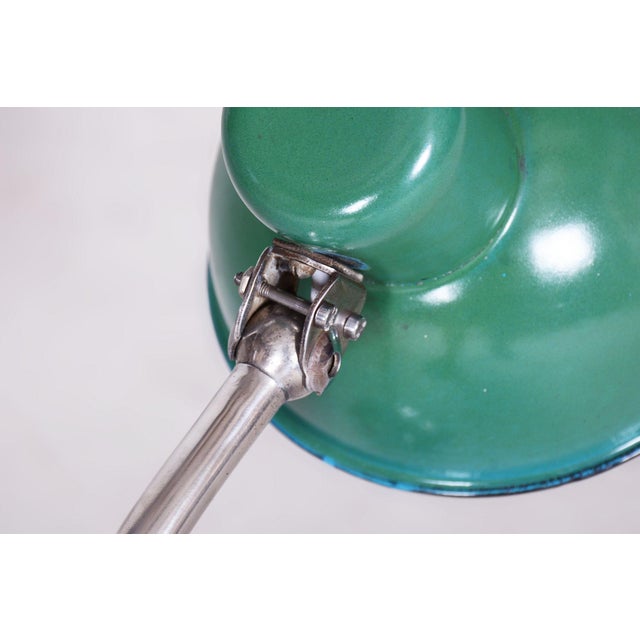 Green Bauhaus Table Lamp in Chrome, Czech, 1930s For Sale - Image 8 of 11