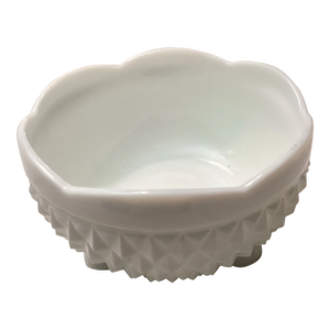 Vintage Milk Glass Footed Bowl – English Hobnail Pattern