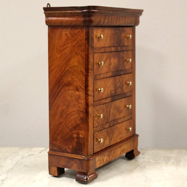 19th Century Louis Philippe Capuchin Miniature Chest of Drawers in Walnut For Sale - Image 3 of 12