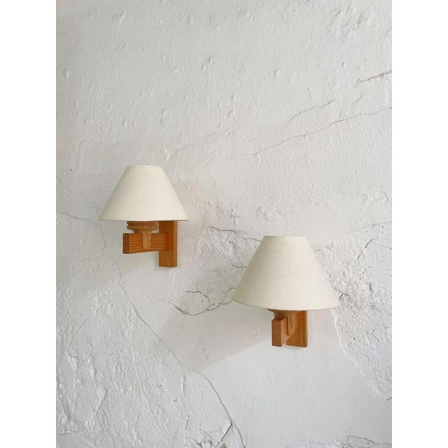 Wood Scandinavian Modern Pine Wall Sconces by Uno Dahlen for Aneta, 1970s, Set of 2 For Sale - Image 7 of 7