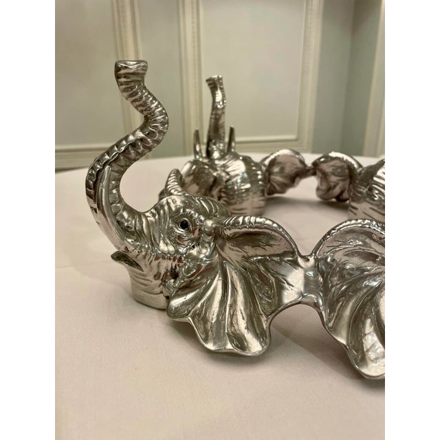 2000 - 2009 2003 Arthur Court Polished Aluminum Elephant Bowl Stand For Sale - Image 5 of 7