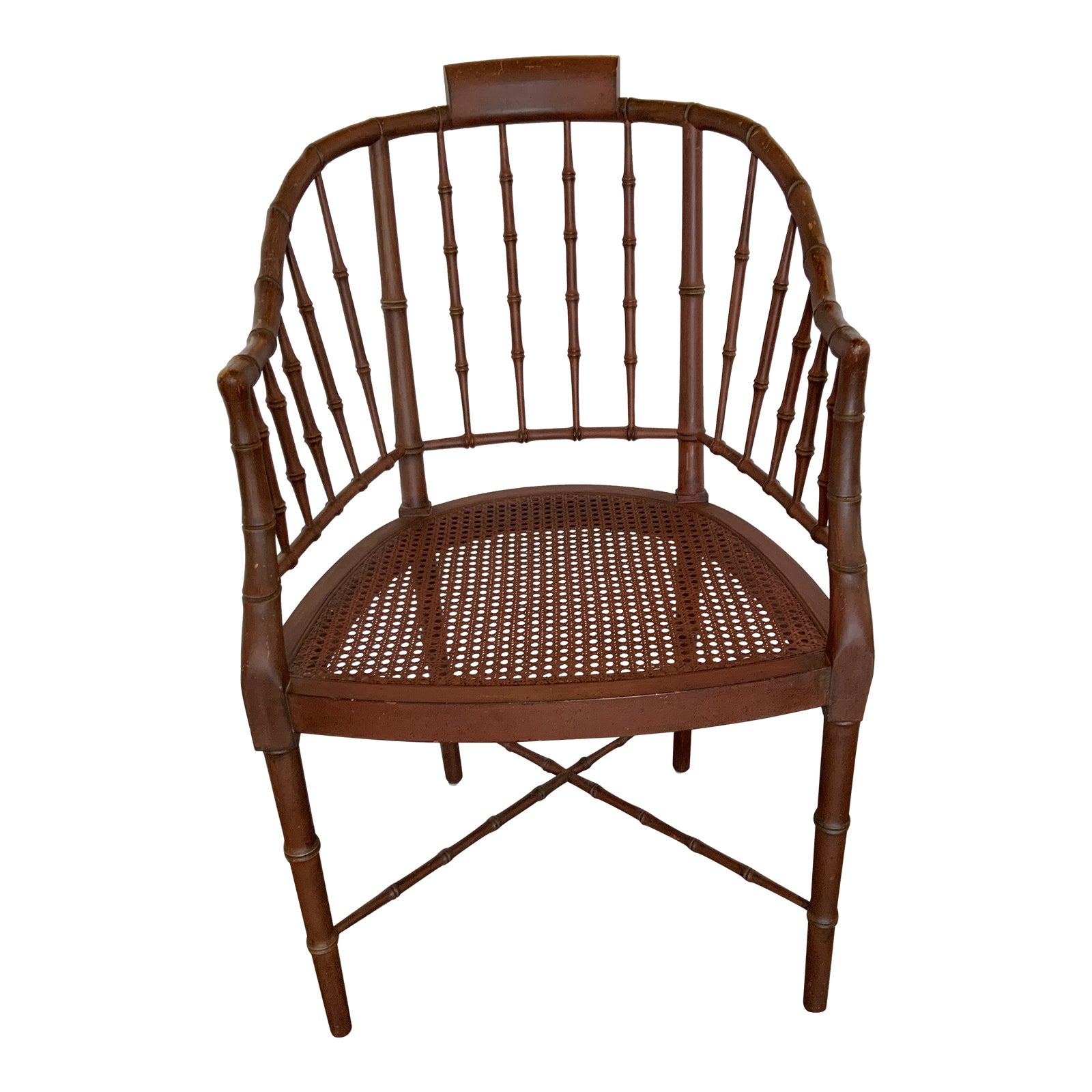 1960s Baker Chair Cane Bottom & Bamboo Shaped Spindles Chairish