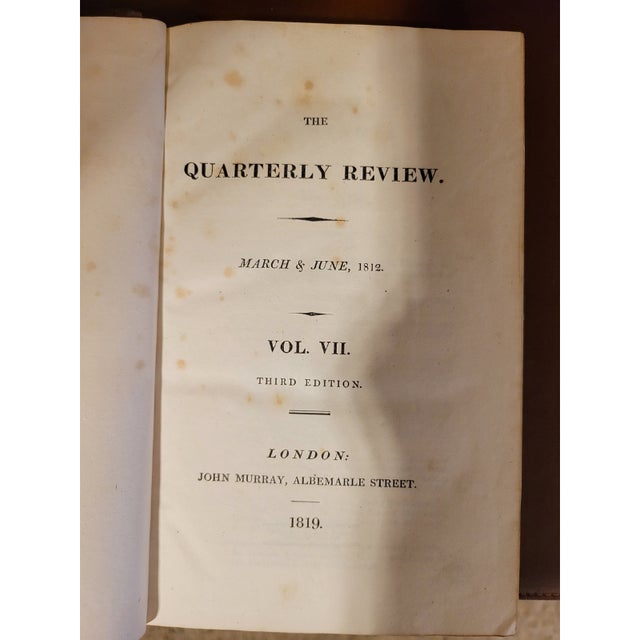 The Quarterly Review, 1812-1822 8 Vol. Half Calf For Sale - Image 13 of 15