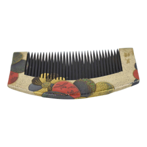 Early 20th Century Handmade Painted Japanese Maki-E Lacquer Kushi Hair Comb by Sachimitsu - Signed