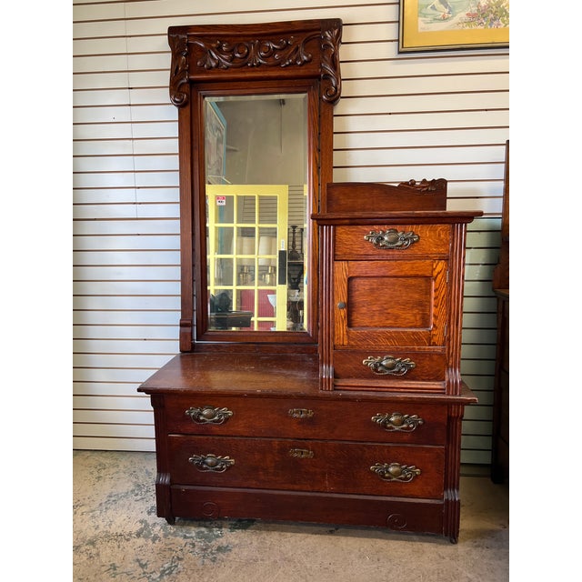 Antique Dresser With Hat Box & Mirror Chairish