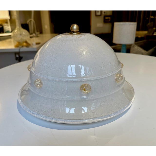 Barovier & Toso Barovier Murano Glass Gold Infused Flush Mount Ceiling Light For Sale - Image 4 of 16