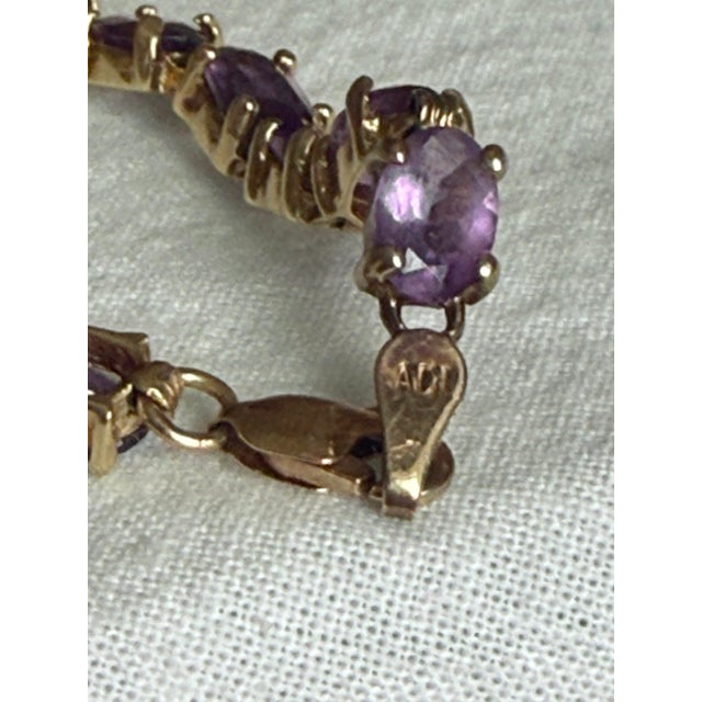 1980s Vintage 1980s 10k Yellow Gold Amethyst Tennis Bracelet For Sale - Image 5 of 8