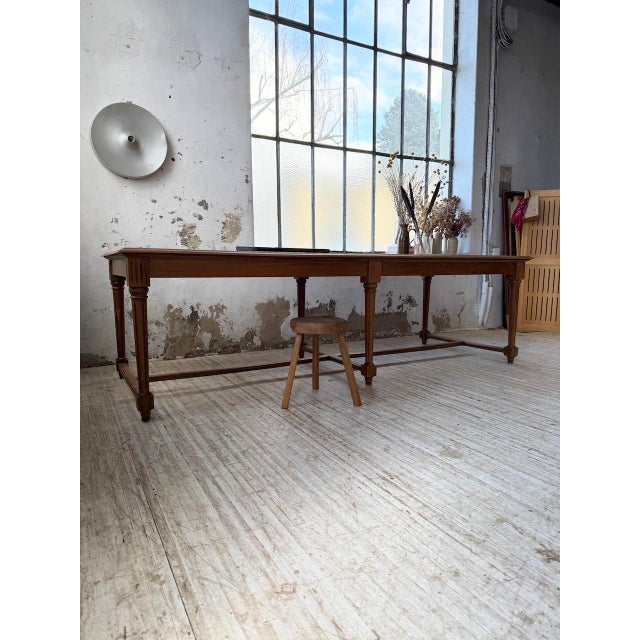 Brown Walnut Farmhouse Conference Table, 1950s For Sale - Image 8 of 18