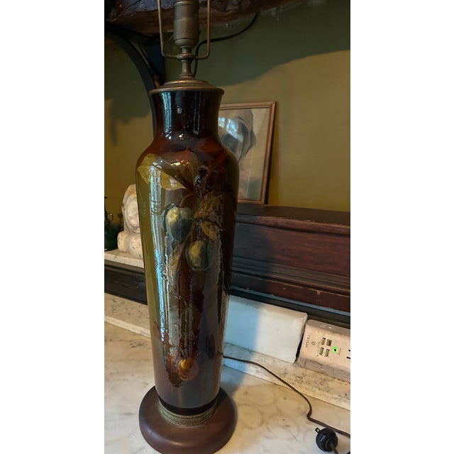 Monumental 35" Antique Artist-Signed Weller Louwelsa Art Pottery Table Lamp by William Haubrich For Sale - Image 12 of 12