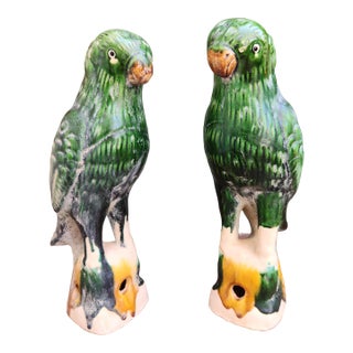 Vintage Parrot Roof Finial Statues- A Pair For Sale
