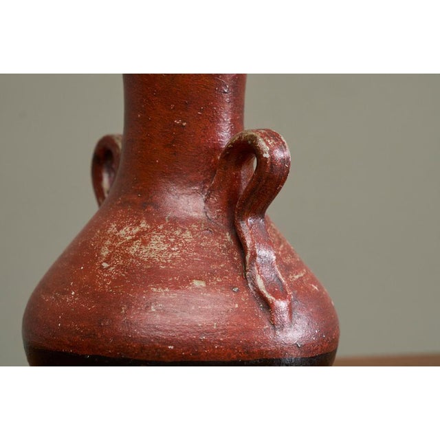 Mid-Century Red and Black Studio Pottery Vase with Sculptural Handles, 1930s For Sale - Image 7 of 12