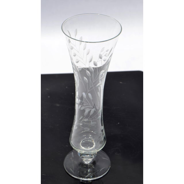 1940s Flemington Fine Hand Blown Etched Art Glass Vase Art Deco America For Sale - Image 9 of 9