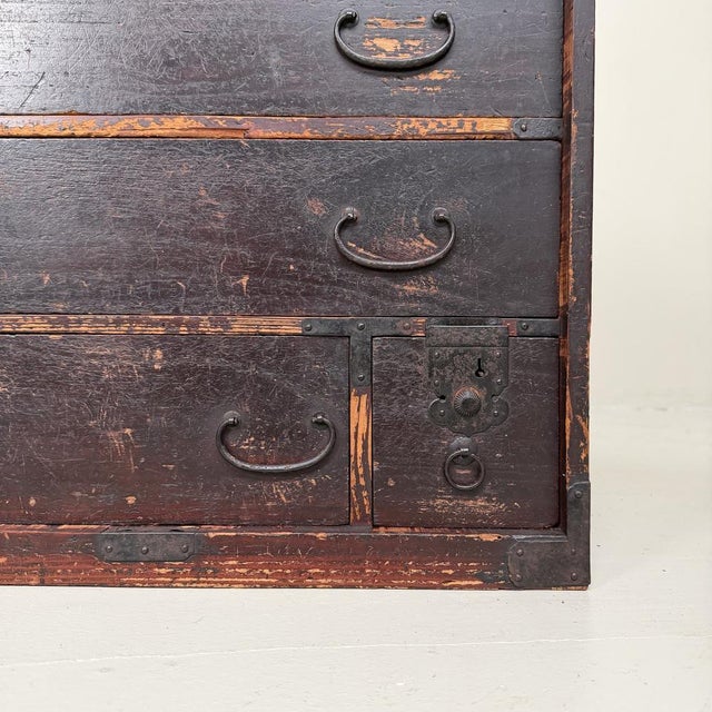 Japanese Tansu Chest of Drawers, 1890s For Sale - Image 4 of 12