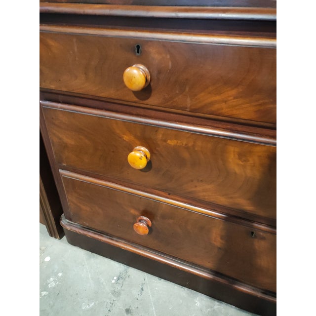 Brown Antique Victorian Eastlake Walnut Dresser With Carved Crest Mirror For Sale - Image 8 of 13