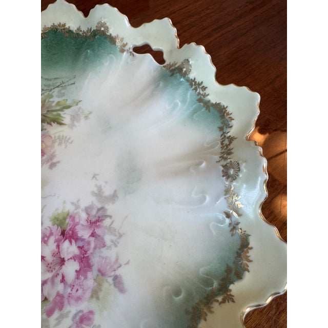 Ceramic Antique Porcelain Cake Plate Floral Molded For Sale - Image 7 of 12