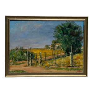 Midcentury Painting of a Villa at Monterondo in Livorno, Tuscany, Italy by the Late Italian Artist, Lorenzo Palazzi, Framed
