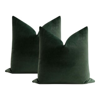22" Emerald Contemporary Velvet Pillows - a Pair For Sale